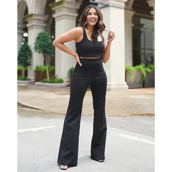 Express Super High Waisted Flare Pant With Built In Shapewear L - Picture 1 of 7